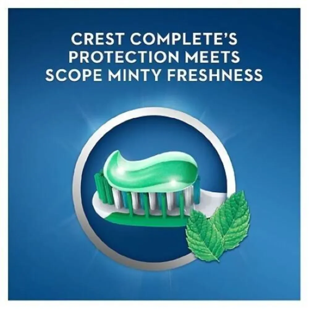 Crest Plus Complete Whitening with‎ Scope Fluoride Toothpaste 2.7oz/9 PACK
